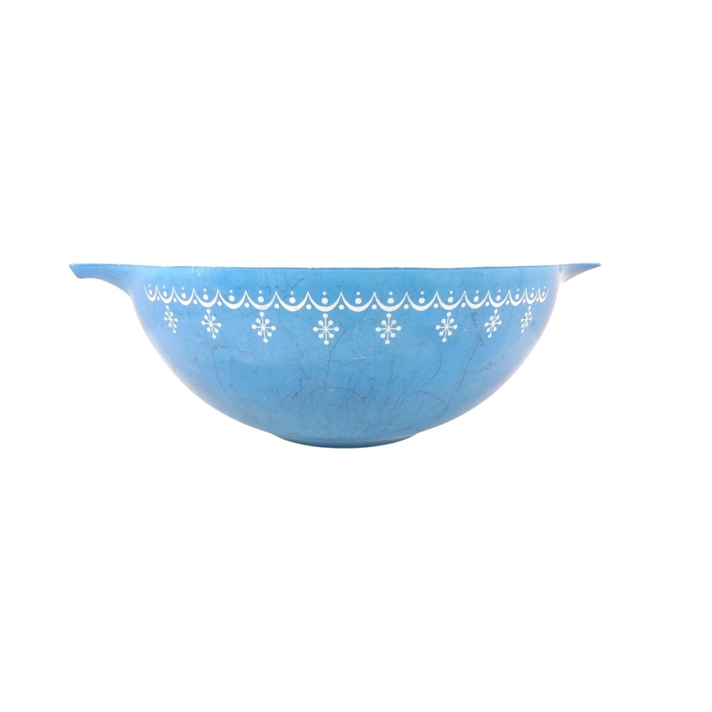 Pyrex Snowflake Cinderella Mixing Bowl Turquoise Blue Fair Condition 1.5 QT 444